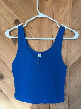 bp Royal Blue Ribbed Henley Crop Tank
